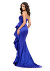 Back. Royal ASHLEYlauren 11751 Strapless Taffeta Gown with Elegant Ruched Bodice, Dramatic Cascading Ruffle Detail, and Left Leg Slit