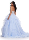 Back. Sky ASHLEYlauren 11545 Strapless Organza Ball Gown with Beaded Bustier, Ruffled Organza Skirt, and Handkerchief Hem