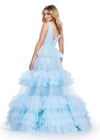Back. Sky ASHLEYlauren 11620 Tulle Ball Gown with V-Neckline Bustier, V-Back, and Multi-Tiered Ruffle Skirt