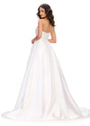 Back. White ASHLEYlauren 11772 stunning Mikado ball gown featuring a classic one shoulder design, sweetheart neckline, and a full A-line skirt for an elegant and sophisticated look.