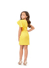 Back. Yellow ASHLEYlauren Kids 8222 Crepe Cocktail Dress with One Shoulder Ruffle Detail