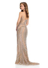 Back - : Dazzling fitted gown featuring a strapless sweetheart neckline, intricate beadwork that shimmers from every angle, and a left leg slit for a striking and glamorous look. Perfect for special occasions.