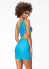 Back - Aqua ASHLEYlauren 4533 one shoulder jersey cocktail dress featuring an asymmetrical cut-out side, heat set stone embellishments, and a fitted skirt for a bold and glamorous look.