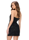 Back - Black ASHLEYlauren 4564 strapless cocktail dress featuring an illusion bustier with exposed boning and a wrap sequin skirt for a modern and sophisticated look.