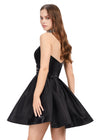 Back - Black ASHLEYlauren 4644 strapless satin cocktail dress featuring a sweetheart neckline, A-line skirt, and a fully beaded choker for an elegant and sophisticated look.