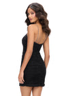 Back - Black ASHLEYlauren 4717 Spaghetti Strap Cocktail Dress with Beaded Sweetheart Neckline and Fitted Skirt