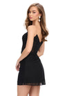 Back - Black ASHLEYlauren 4776 Strapless Cocktail Dress with Lace Applique Corset Bustier and A-Line Skirt