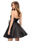 Back - Black ASHLEYlauren 4783 Mikado cocktail dress featuring a sweetheart neckline, an elegant A-line skirt, and an oversized bow accent for a show-stopping and sophisticated look.