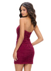 Back - Burgundy ASHLEYlauren 4717 Spaghetti Strap Cocktail Dress with Beaded Sweetheart Neckline and Fitted Skirt