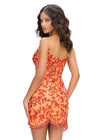 Back - Coral ASHLEYlauren 4703 Strapless Hand Beaded Cocktail Dress with Illusion V-Neckline and Trim Details