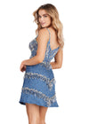 Back - Denim ASHLEYlauren 4659 denim cocktail dress featuring a sweetheart neckline, delicate spaghetti straps, intricate beadwork, and an A-line skirt for a chic and standout look.