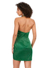 Back - Emerald ASHLEYlauren 4620 liquid beaded cocktail dress featuring a deep V-neckline, open back, and elegant wrap skirt for a glamorous old Hollywood-inspired look.