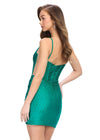 Back - Emerald ASHLEYlauren 4693 cocktail dress featuring spaghetti straps, an illusion V-neckline, corset bustier, press-on stone embellishments, and a fitted skirt for a glamorous and head-turning look.
