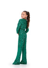 Back - Emerald ASHLEYlauren 8232 Fully Beaded Two-Piece Jumpsuit with Spaghetti Straps and Jacket