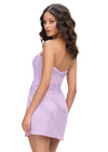 Back - Lilac ASHLEYlauren 4713 Strapless Lace Applique Cocktail Dress with Corset Bustier and Wrap Skirt