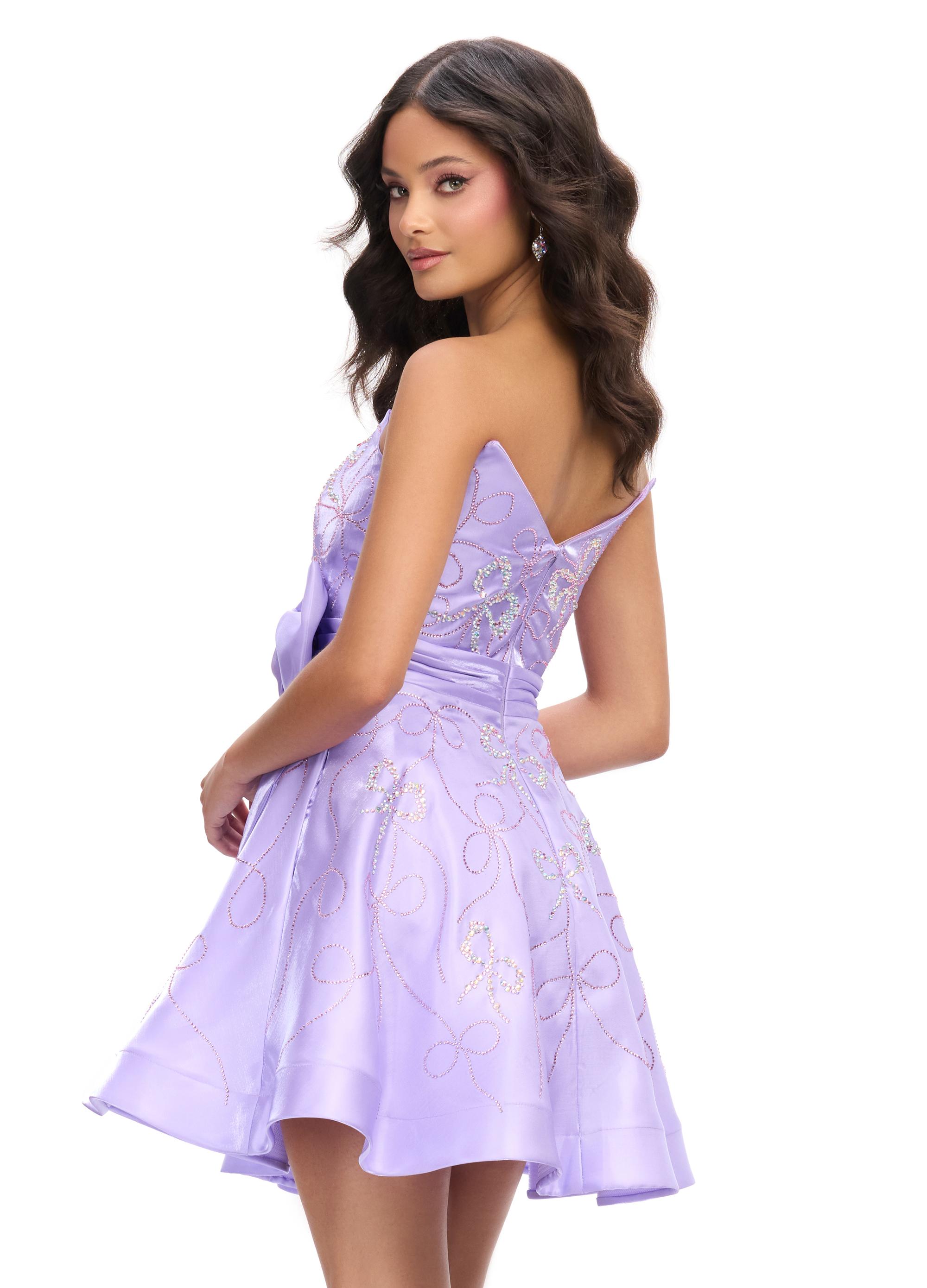 ASHLEYlauren 4724 - Cocktail Dress with Bow Detail and Stones