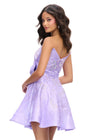 Back - Lilac ASHLEYlauren 4724 cocktail dress featuring a sweetheart neckline, press-on stones in a bow design, an oversized satin bow at the waist, and an A-line skirt for a chic and elegant look.