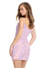 Back - Lilac/Pink ASHLEYlauren 4500 strapless gown featuring a plunging V-neckline, ornate sequin bead pattern, and striking V-back for a bold and glamorous look.