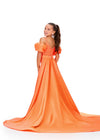 Back - Orange ASHLEYlauren 8269 fully beaded kids jumpsuit featuring a square neckline, dramatic removable taffeta puff sleeves, and a detachable taffeta overskirt for a bold and versatile statement look.