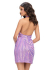 Back - Orchid ASHLEYlauren 4791 fully hand-beaded cocktail dress featuring a halter neckline, illusion deep V-neckline, and open back for a bold and show-stopping look.