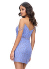 Back - Periwinkle ASHLEYlauren 4702 Hand Beaded Cocktail Dress with Off Shoulder Beaded Straps and Fitted Skirt