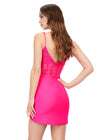 Back - Pink ASHLEYlauren 4619 cocktail dress featuring a sweetheart neckline, delicate spaghetti straps, intricately beaded corset bodice, and a sleek jersey fitted skirt for an elegant and modern look.