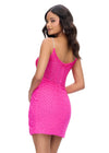 Back -  Pink ASHLEYlauren 4690 stunning cocktail dress featuring an illusion neckline, corset bustier with press-on stones cascading down the skirt, and a wrap skirt with a side slit for an elegant and head-turning look.
