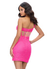 Back - Pink ASHLEYlauren 4694 pink cocktail dress featuring spaghetti straps, an illusion V-neckline, corset bustier, press-on stone embellishments, and a fitted skirt for a glamorous and head-turning look.