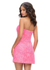 Back - Pink ASHLEYlauren 4713 Strapless Lace Applique Cocktail Dress with Corset Bustier and Wrap Skirt
