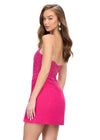 Back - Pink ASHLEYlauren 4716 Cocktail Dress with Illusion V-Neckline, Corset Bustier, and Wrap Skirt