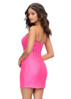 Back - Pink ASHLEYlauren 4738 cocktail dress featuring delicate spaghetti straps, a corset bustier adorned with lace applique, and a sleek jersey fitted skirt for an elegant and sophisticated look.