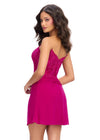 Back - Pink ASHLEYlauren 4776 Strapless Cocktail Dress with Lace Applique Corset Bustier and A-Line Skirt