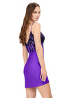 Back - Purple ASHLEYlauren 4619 cocktail dress featuring a sweetheart neckline, delicate spaghetti straps, intricately beaded corset bodice, and a sleek jersey fitted skirt for an elegant and modern look.