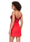 Back - Red ASHLEYlauren 4619 cocktail dress featuring a sweetheart neckline, delicate spaghetti straps, intricately beaded corset bodice, and a sleek jersey fitted skirt for an elegant and modern look.