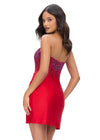 Back - Red ASHLEYlauren 4686 strapless cocktail dress featuring a corset bustier embellished with press-on stones, a sleek jersey skirt, and a left leg slit for a classic and glamorous look.
