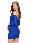 Back - Royal ASHLEYlauren 4598 form-fitting strapless cocktail dress featuring elegant ruching, detachable sleeves, and heat-set stones for a glamorous and versatile statement look.