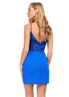 Back - Royal ASHLEYlauren 4619 cocktail dress featuring a sweetheart neckline, delicate spaghetti straps, intricately beaded corset bodice, and a sleek jersey fitted skirt for an elegant and modern look.