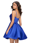 Back - Royal ASHLEYlauren 4780 classic satin cocktail dress featuring delicate spaghetti straps, a sweetheart neckline, and an elegant A-line skirt for a timeless and sophisticated look.