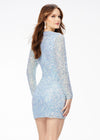 Back - Sky ASHLEYlauren 4512 fully sequin hand-beaded cocktail dress featuring a lace-up bustier, long sleeves, and a fitted skirt for a bold and glamorous look.
