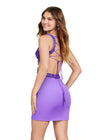 Back - Violet ASHLEYlauren 4649 jersey cocktail dress featuring a V-neckline, perfectly placed cutouts, beaded details, lace-up back, and a fitted skirt for a fun and flirty look.