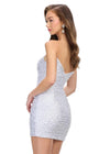 Back - White ASHLEYlauren 4715 Strapless Jersey Cocktail Dress with Pearl and Crystal Beading