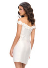 Back - White ASHLEYlauren 4783 Mikado cocktail dress featuring a sweetheart neckline, an elegant A-line skirt, and an oversized bow accent for a show-stopping and sophisticated look.