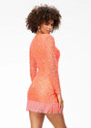 Back - ASHLEYlauren 4438 – A sassy and classy fully hand-beaded long sleeve cocktail dress featuring a fitted skirt with fringe detail along the left leg slit and hemline. Perfect for making a bold, elegant statement at any event.