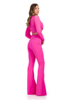 Back view - Fuchsia ASHLEYlauren 11761 Two-Piece Scuba Jumpsuit with Deep V-Neckline and Press-On Stone Accents