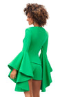 Back - Green ASHLEYlauren 4572 two-piece romper featuring a deep V-neckline, dramatic bell sleeves, and a sleek fitted design for a bold and fashionable statement look.