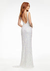 Back - Ivory ASHLEYlauren 11081 Hand Beaded Gown with Deep V-Neckline, V-Back, and Illusion Cut Outs