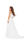 Back Ivory ASHLEYlauren Kids 8197 One Shoulder Gown with Beaded Bustier and Chiffon Skirt