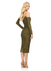 Back Olive ASHLEYlauren 4737 strapless cocktail dress featuring a fitted mid-length skirt, detachable sleeves, and press-on heat set stones for a versatile and glamorous look.