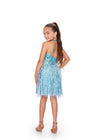 Back: Sky ASHLEYlauren Kids 8196 Fully Beaded A-Line Cocktail Dress with Halter Neckline and Feather Details