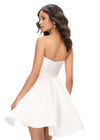 Back - White ASHLEYlauren 4782 Mikado cocktail dress featuring a stunning sweetheart neckline, delicate flower detailing, and an A-line skirt for a fabulous and elegant look.